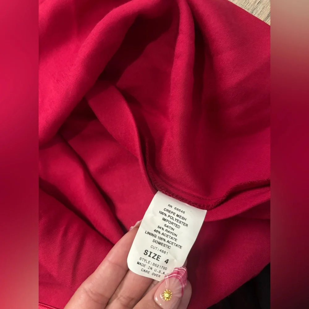 Vintage Cache Red & Black Sheer Overlay Slip Dress XS 90s Minimal Satin Maxi✨❤️ - Picture 6 of 8